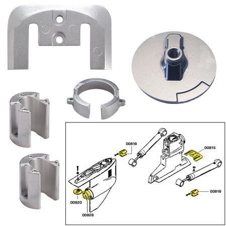 TECNOSEAL Tecnoseal Anode Kit w/Hardware - Mercury Bravo 1 - Aluminum 20803AL